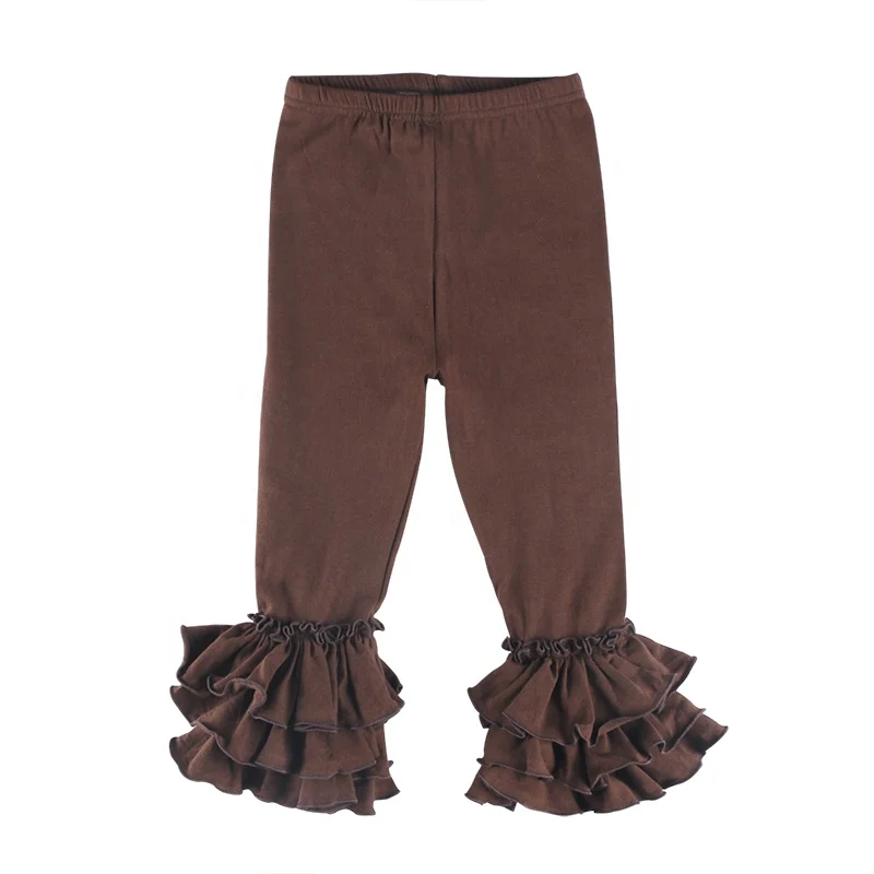 Новое поступление, детские штаны для девочек, оптовая продажа, однотонные хлопковые леггинсы с оборками, детская одежда