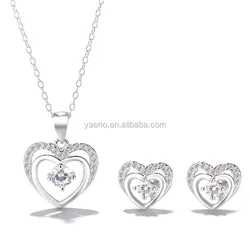 Ювелирный Комплект из серебра 925 пробы в форме сердца