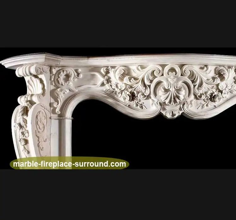 Small white marble small arched door gas fireplace indoor mantel
