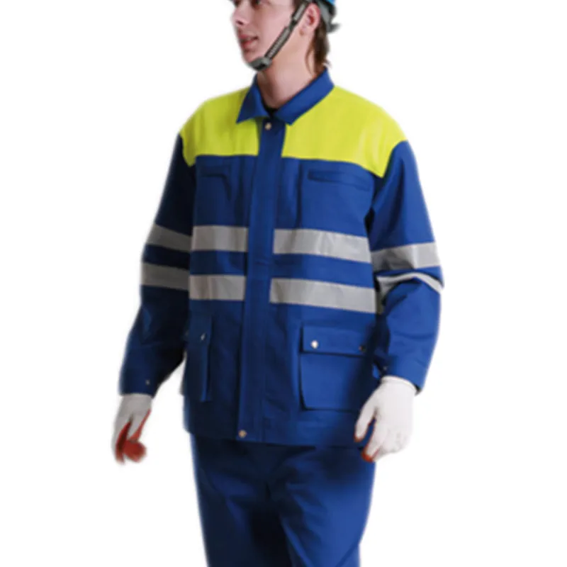 Flame Retardant Suits 5 CM reflective strip reflective safety workwear uniforms Split Working Overalls for Men