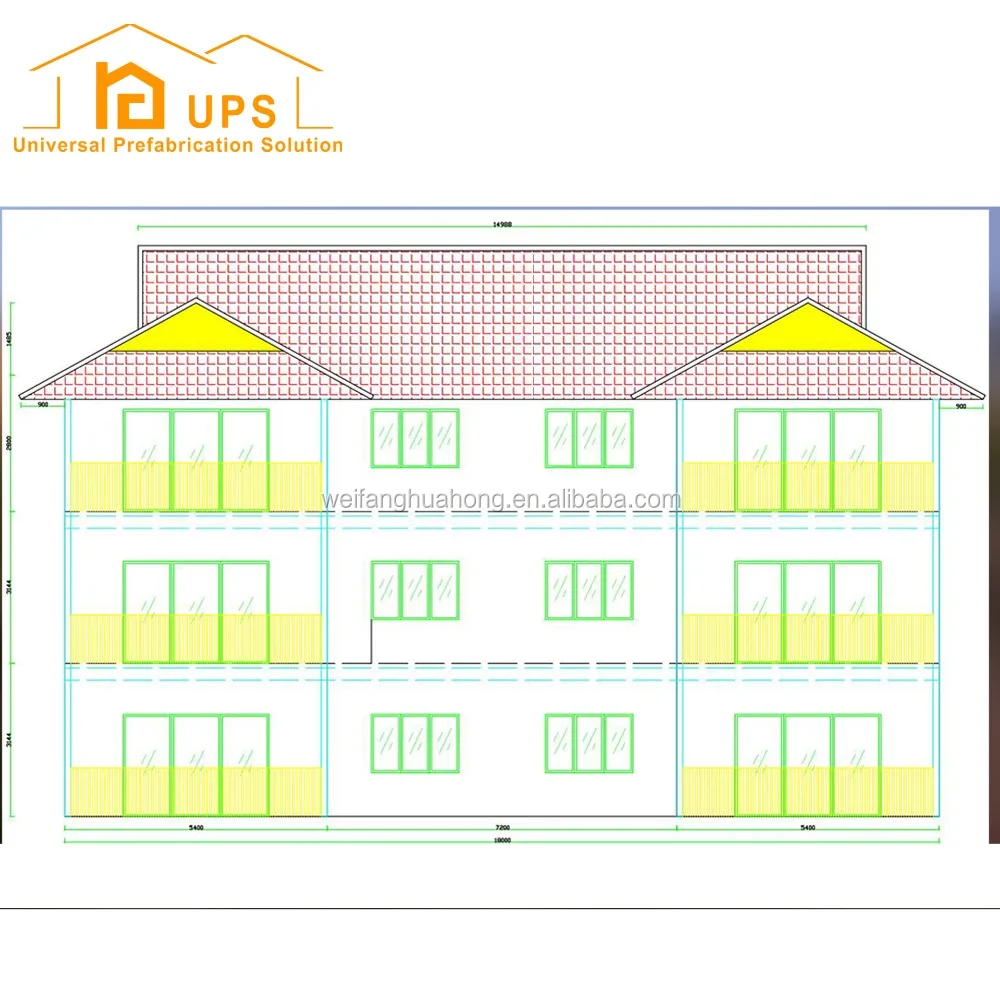 Three floors prefab house with well design