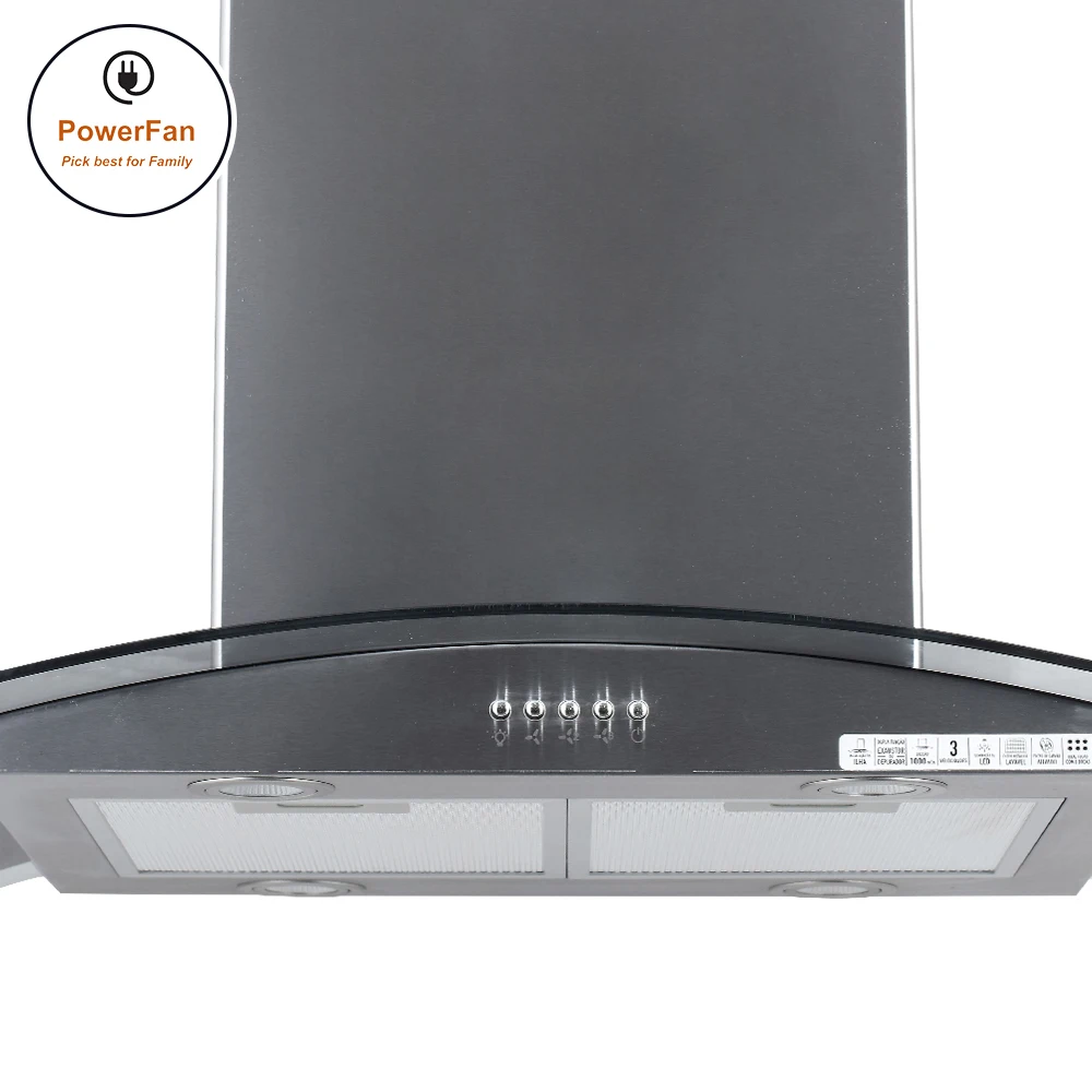 Iso Portable 220V 180W Stainless Steel Kitchen Island Range Hood