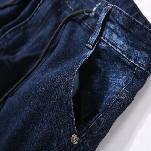 
Elastic bottom zipper patch pocket causal cargo jeans 