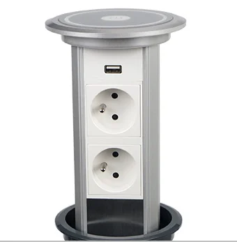 French style  IP44 Automatic Pop up Power Outlet hidden lifting desktop socket