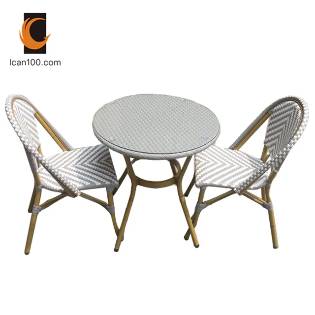 Anti-aging Outdoors Garden Aluminum Plastic Cane Rattan Bistro Chair