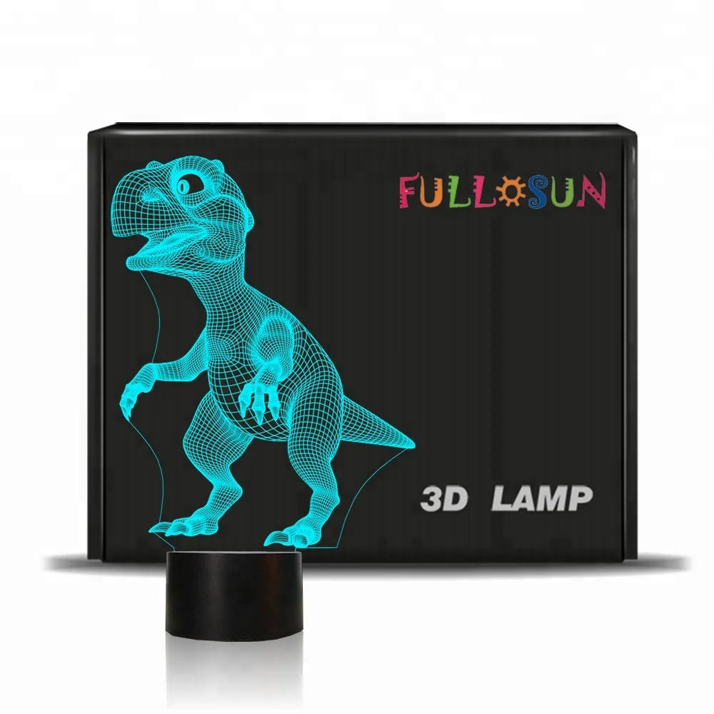 customize 3d illusion lamp FS-3197 led lamp 3d dino shaped light