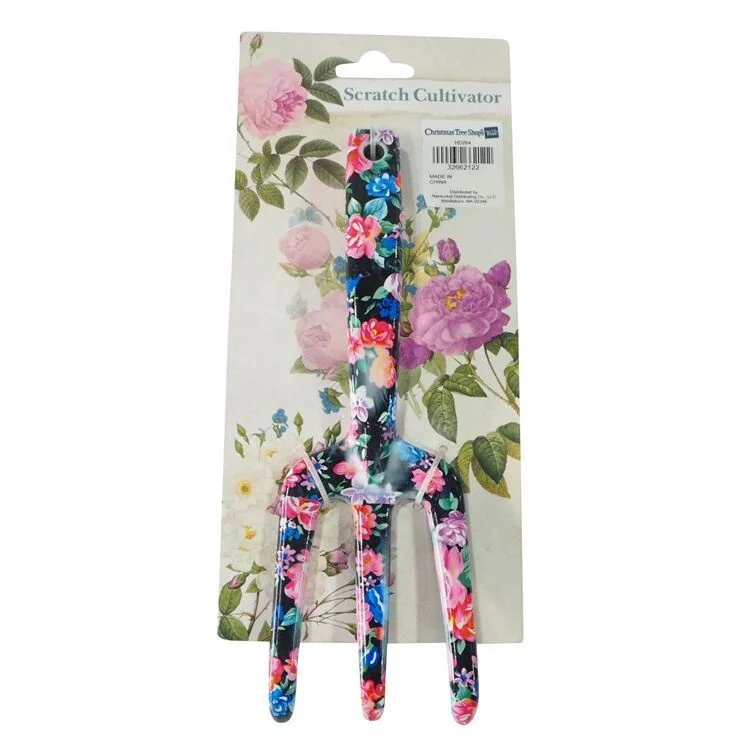 
Novelty design 2 pcs garden tools set with floral printing garden child plastic grip hand tool 