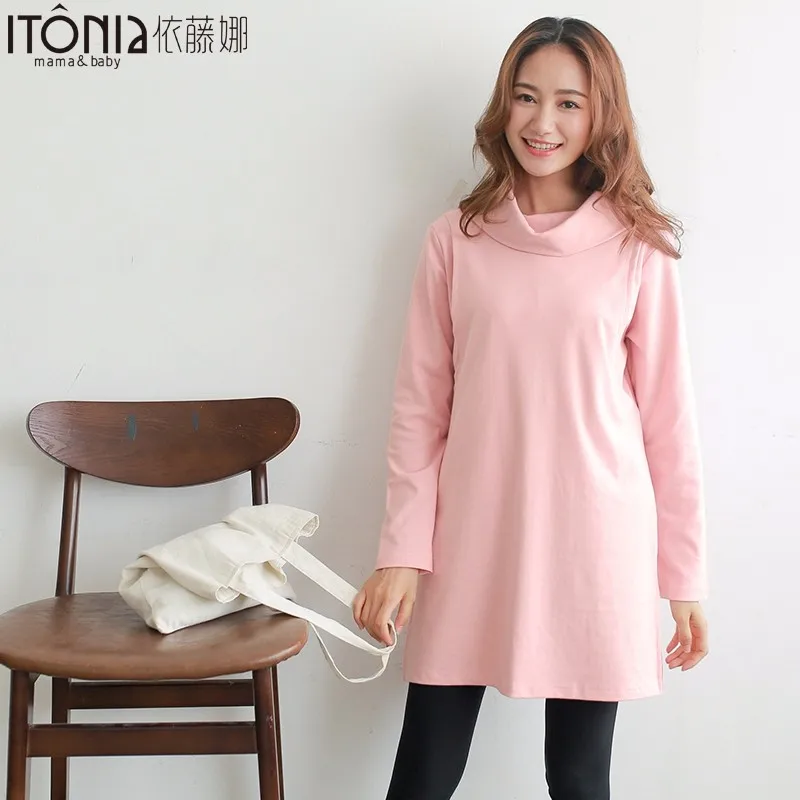 Wholesale short high-necked pregnant women dresses for breastfeeding
