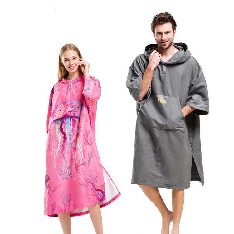 
Swimming And Outdoor Sports Microfiber Towel Surf Poncho Wet Suit Changing Robe With Custom Logo 