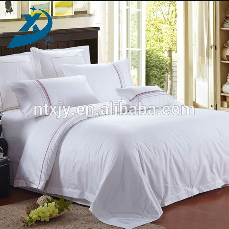 
Hot Selling White Satin Quality Jacquard Linen Fabric Bed Sheet for Hotel, Hotel White Bed Sheet 