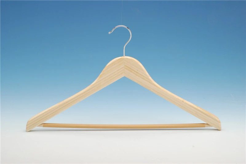 High Quality Wooden Bamboo Garment Hanger with Metal Clips for Hotel Clothes Store