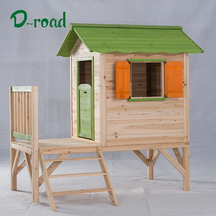 Children Wooden Play House with Ladder and slide