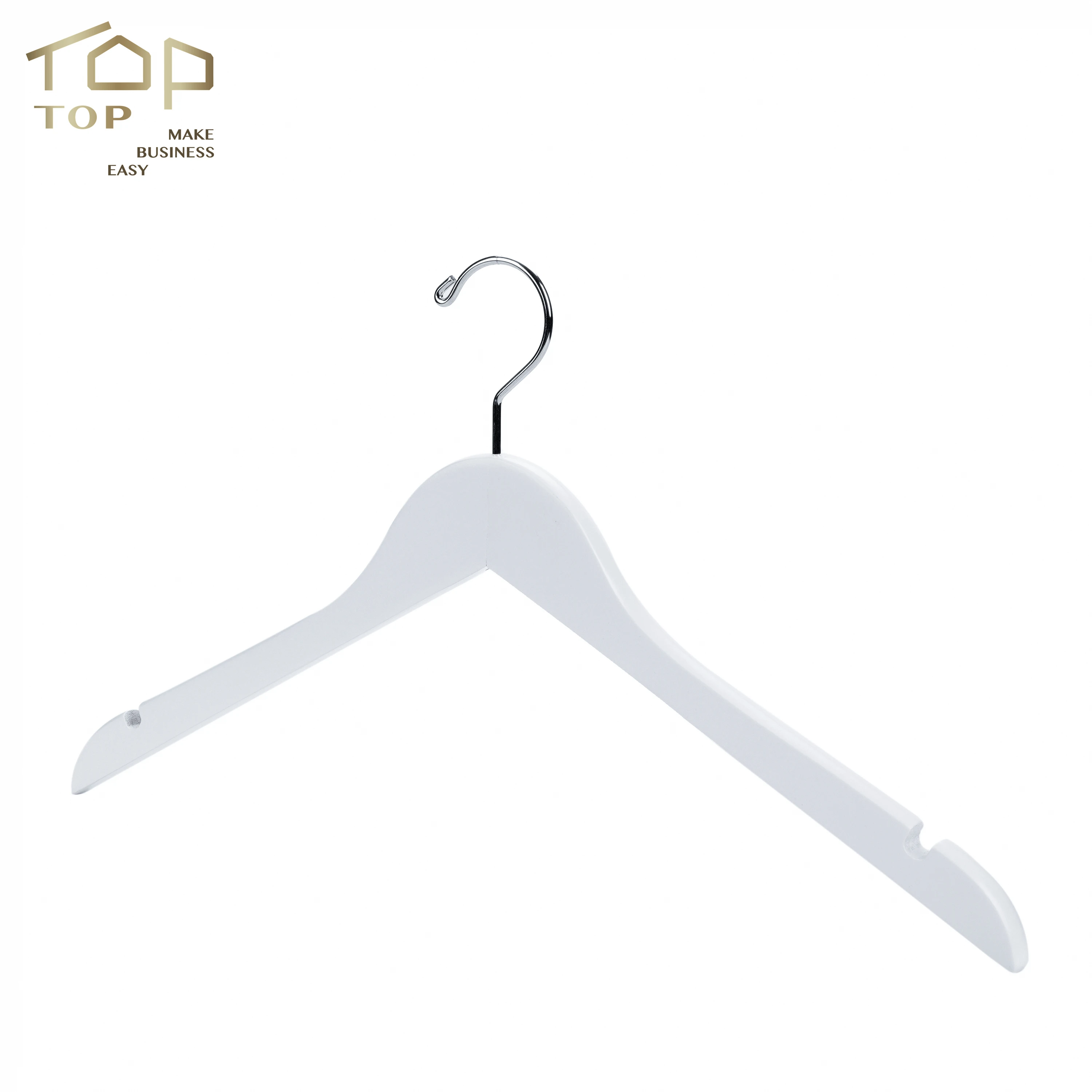Custom low price wooden coat hanger white simple non-slip coat hanger for coat