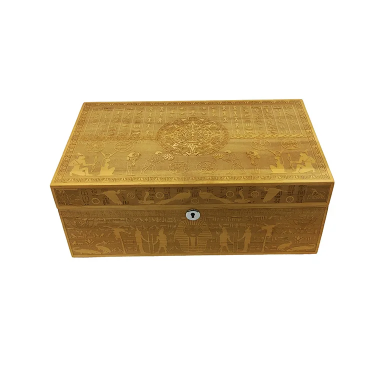 D&S High Quality Customized Engraved Wooden Cigar Storage Box with Humidor