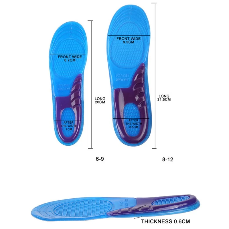 
OEM Shock Absorb Comfortable SEBS Silicone Gel shoe insole for sports 