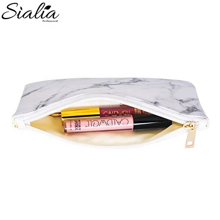 Personalized Portable Black Organic Cosmetic With Cup Holder Leather Case Fashionable Travel Makeup Brush Bag