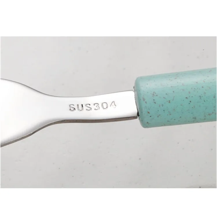 
Eco Friendly Cute Portable Cutlery Box Wheat Straw 304 Stainless Steel Spoon Fork Cutlery Set 