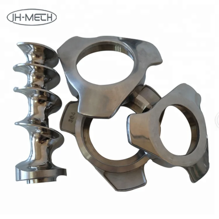 
JH-Mech Custom Design OEM ODM Stainless Steel Meat Mincer Grinder Spare Parts Knives Plates Blade Mesh Worm Screw Propeller Ring 