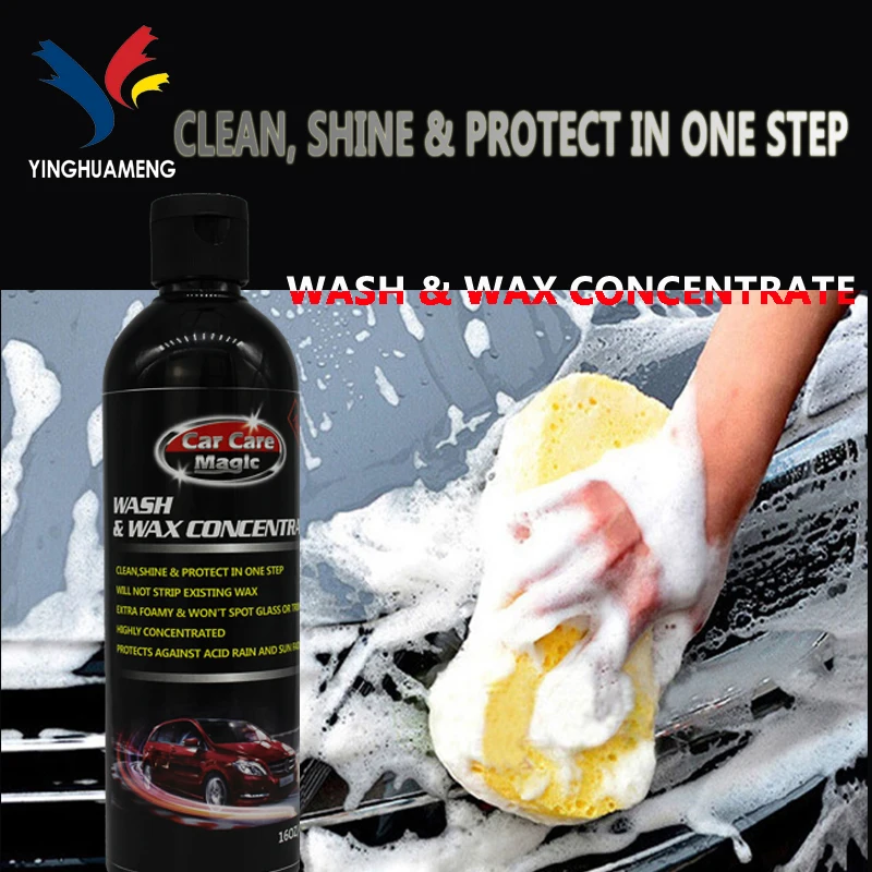 top quality car care magic high foaming wash & wax concentrate clean , shine and protect in one step