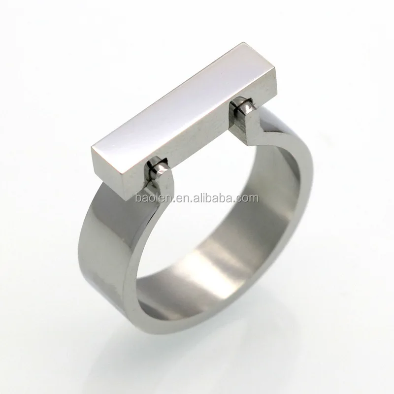 Classics Stainless Steel Jewelry Horseshoe Flat Shackle Brand Ring Punk Finger Love Ring Gold Color Square Shape Ring For Women