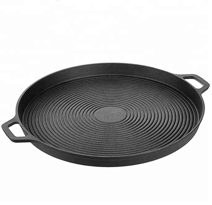 Hot Sale Preseasond Round Grill Paella Pan Cast Iron Griddle Pizza Pan