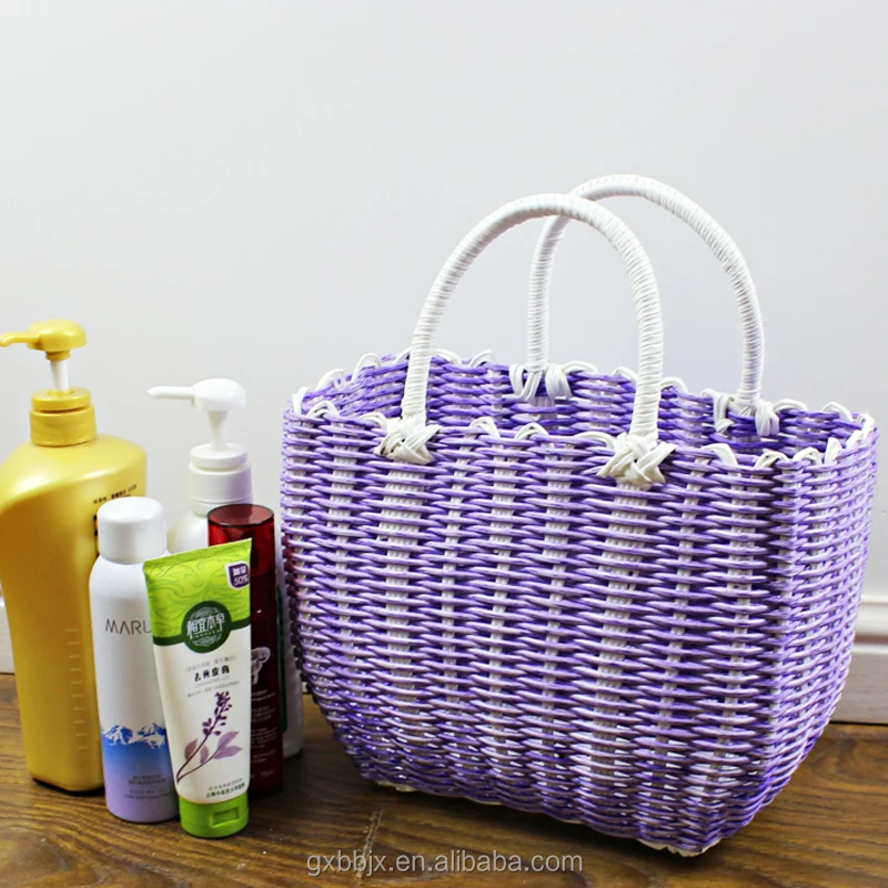 Rattan Storage Basket Customized White Plastic Weave Baskets for Clothes Wholesale Sundries 30x13x21cm Plastic Fruit 2000pcs