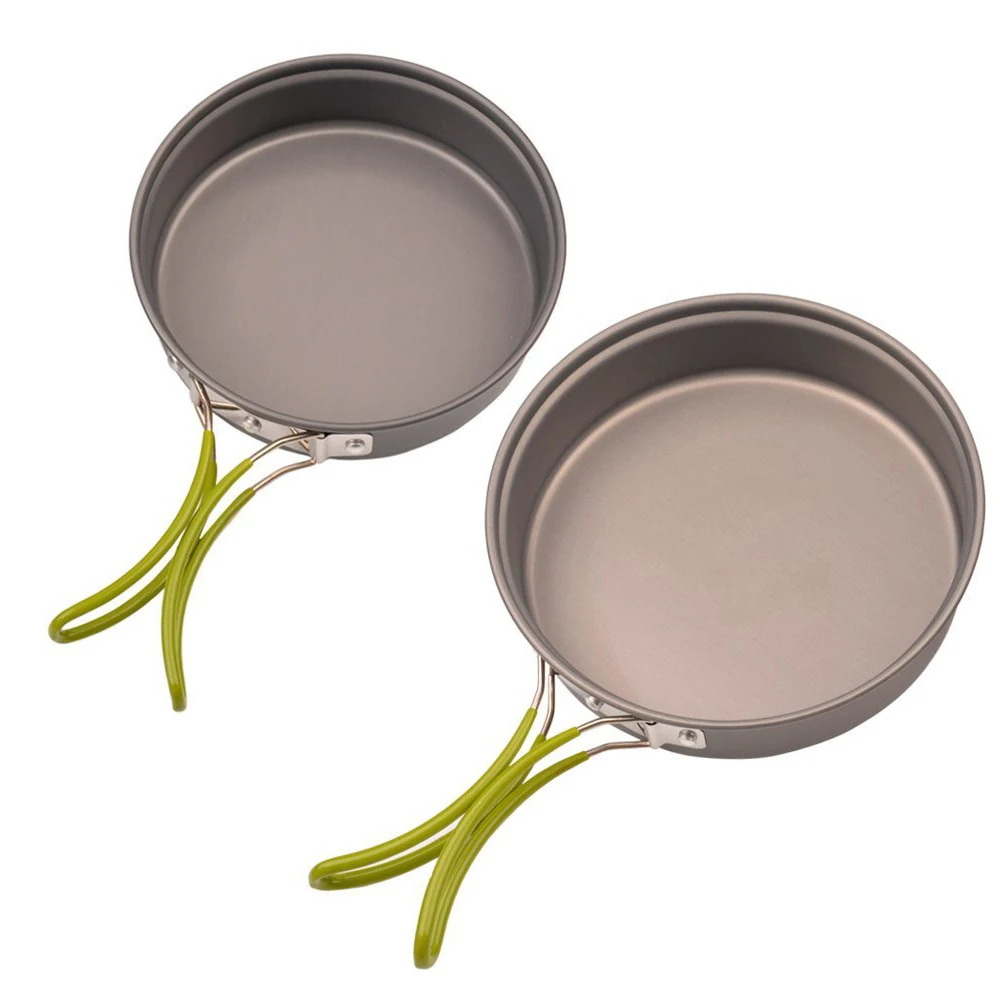 10pcs Portable Foldable Aluminum Frying Pan Pot Bowl Set Camping Kitchen Hiking Cookware for Travel Outdoor Cooking