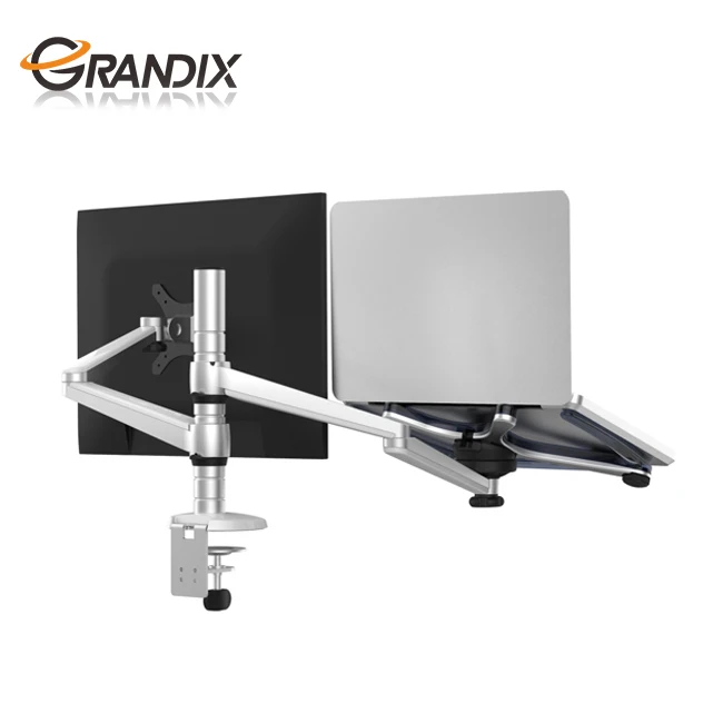 Free StandingTop quality Height Adjustable Desktop Aluminum Dual Arm Foldable Computer pc monitor desk stand and laptop stand