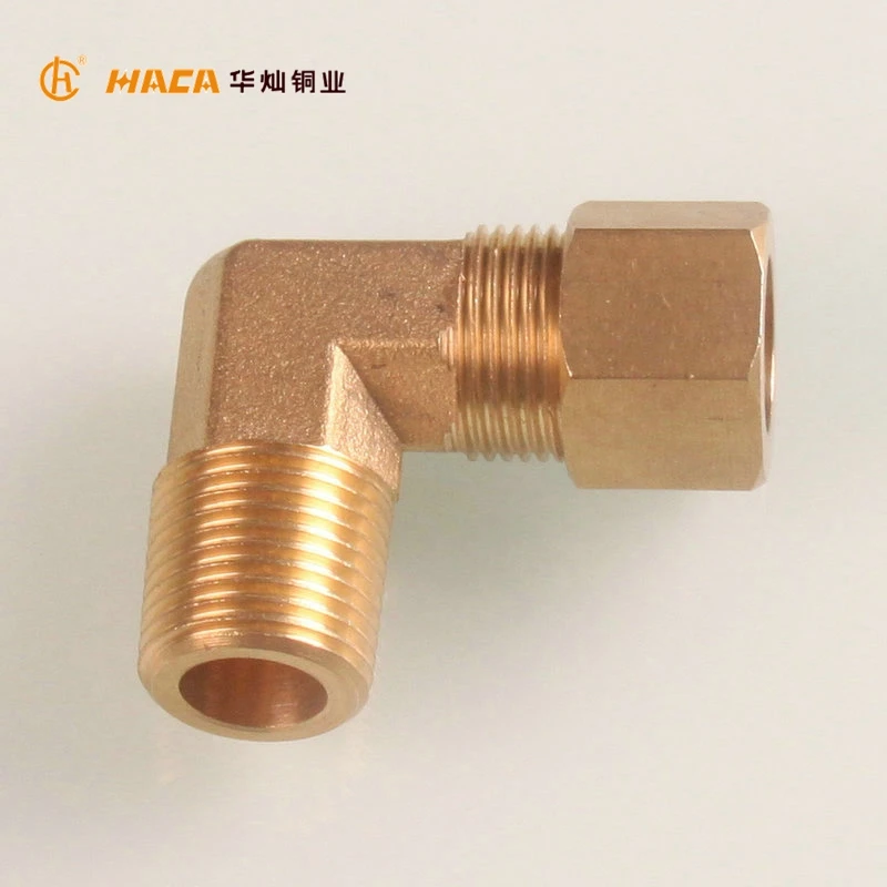 1/2 inch Brass Male Thread 90 Degree Elbow Compression Sleeve Connect Copper Pipe