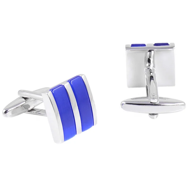 SAVOYSHI Blue Cat eye stones Cufflinks Square Opal Cuff links Wedding Gift Accessories