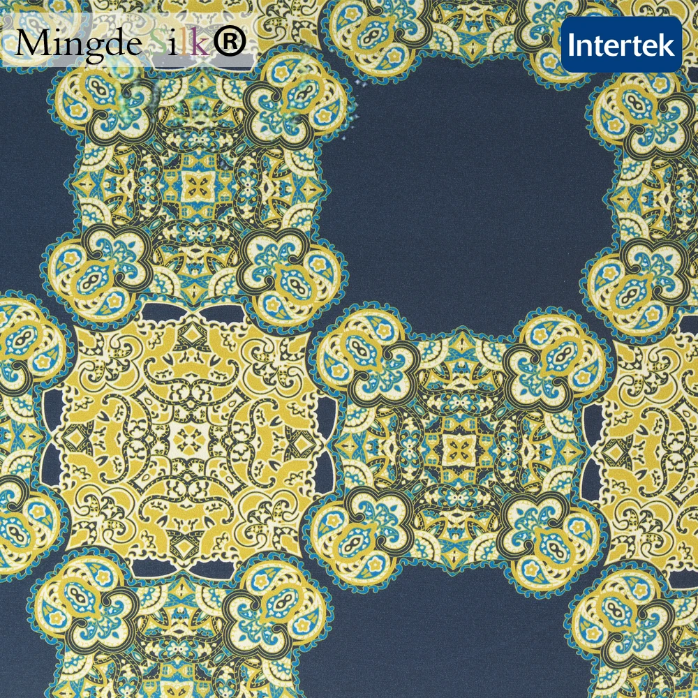 Printed stretch silk crepe de chine fabric 16mm