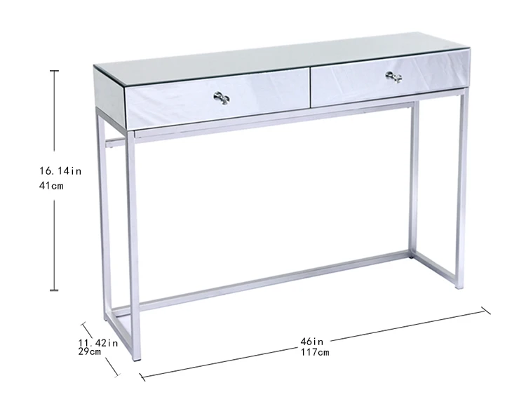 Modern Home Furniture Hallway Living Room Luxury Mirrored Console Table With 2 Drawers