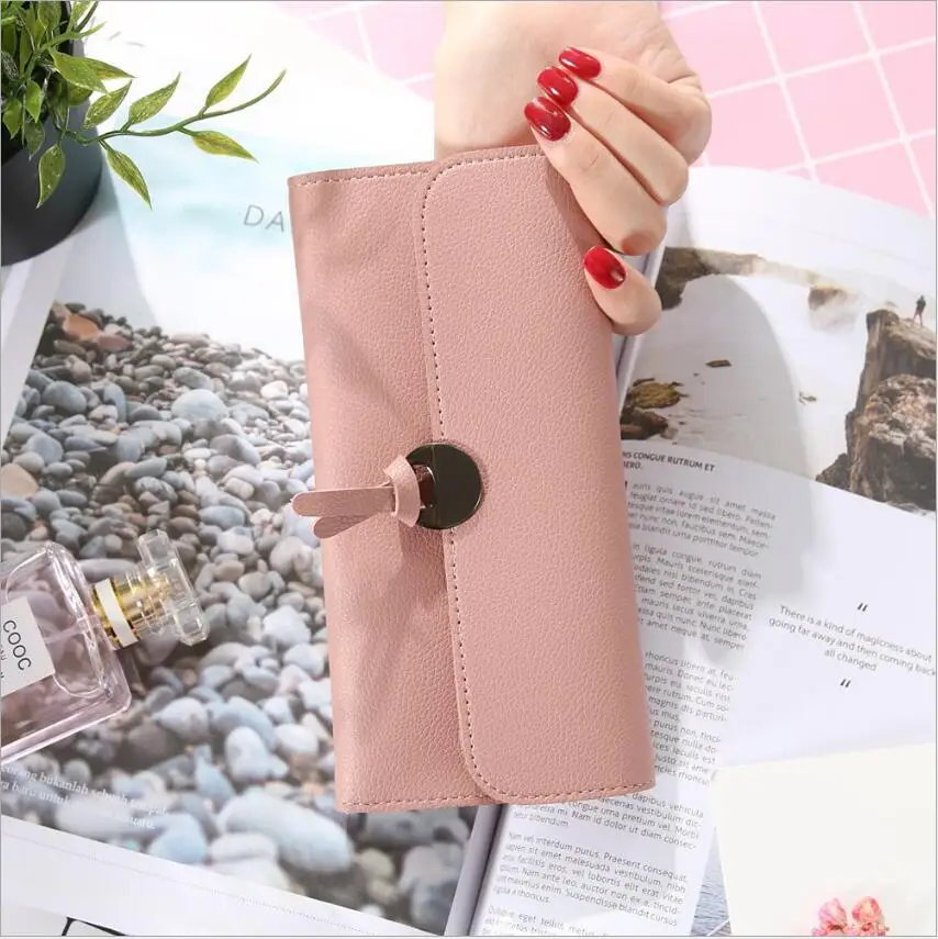 2018 fashion woman solid color long wallet without logo