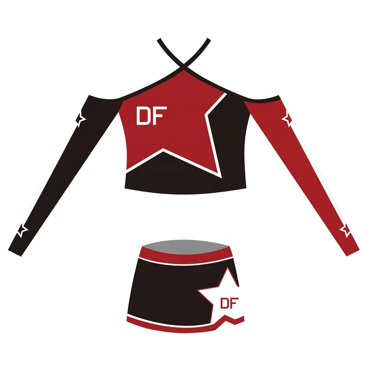 Cheer top and dance skirts sexy design your own cheerleader plus size dye sublimation cheerleading uniforms