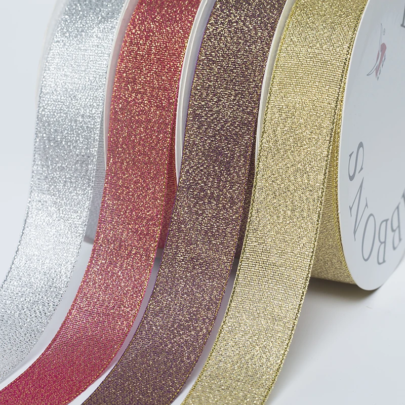 Gold and silver glitter metallic Christmas decoration ribbon