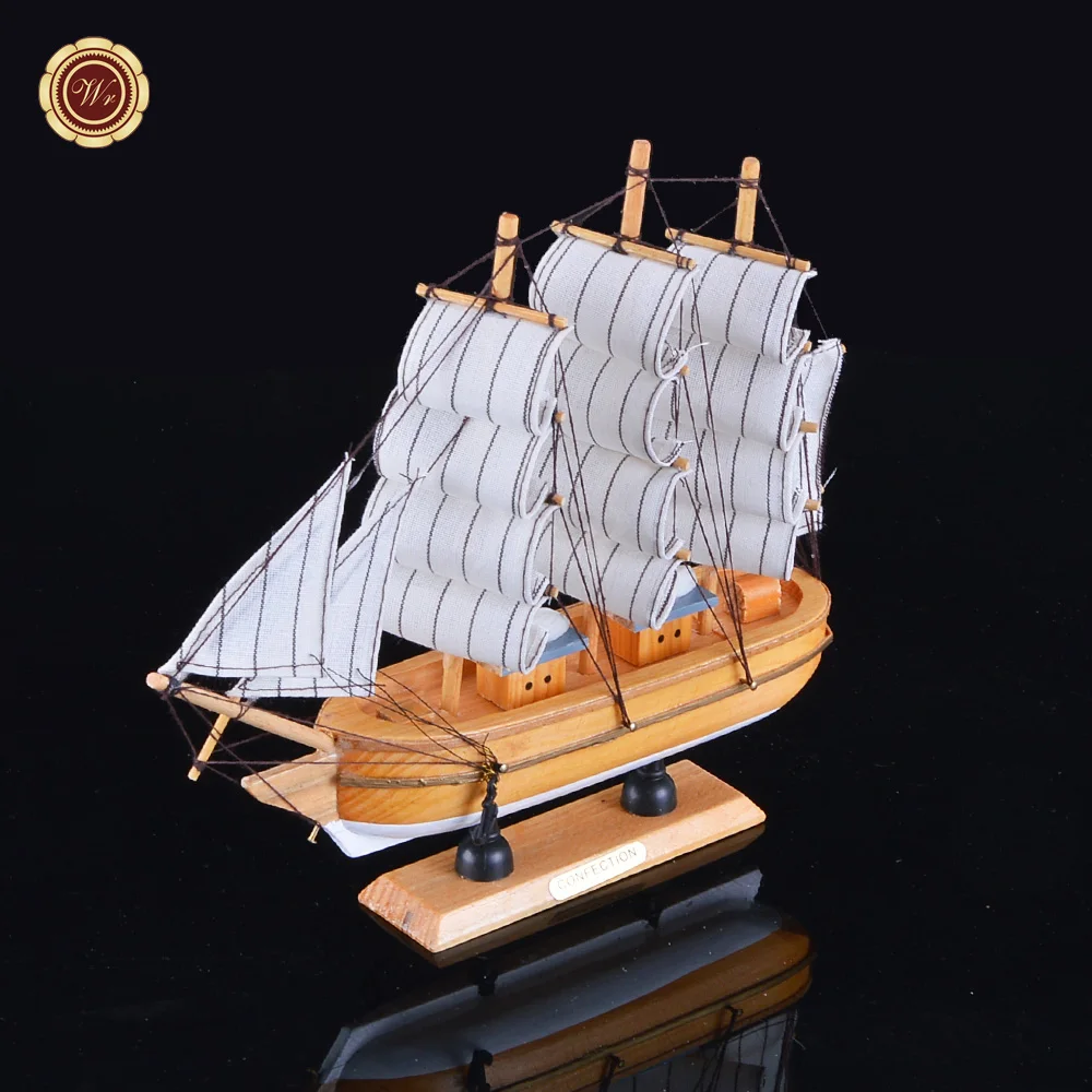Wr Desktop Accessories Wooden Ship Model Toy Vintage Sailboats Crafts Father Day Gift 24*7*24cm