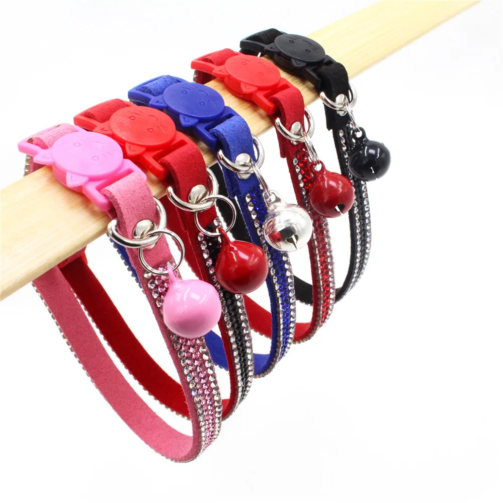 whole custom five colors rhinestone cat collar with safety buckle cat product