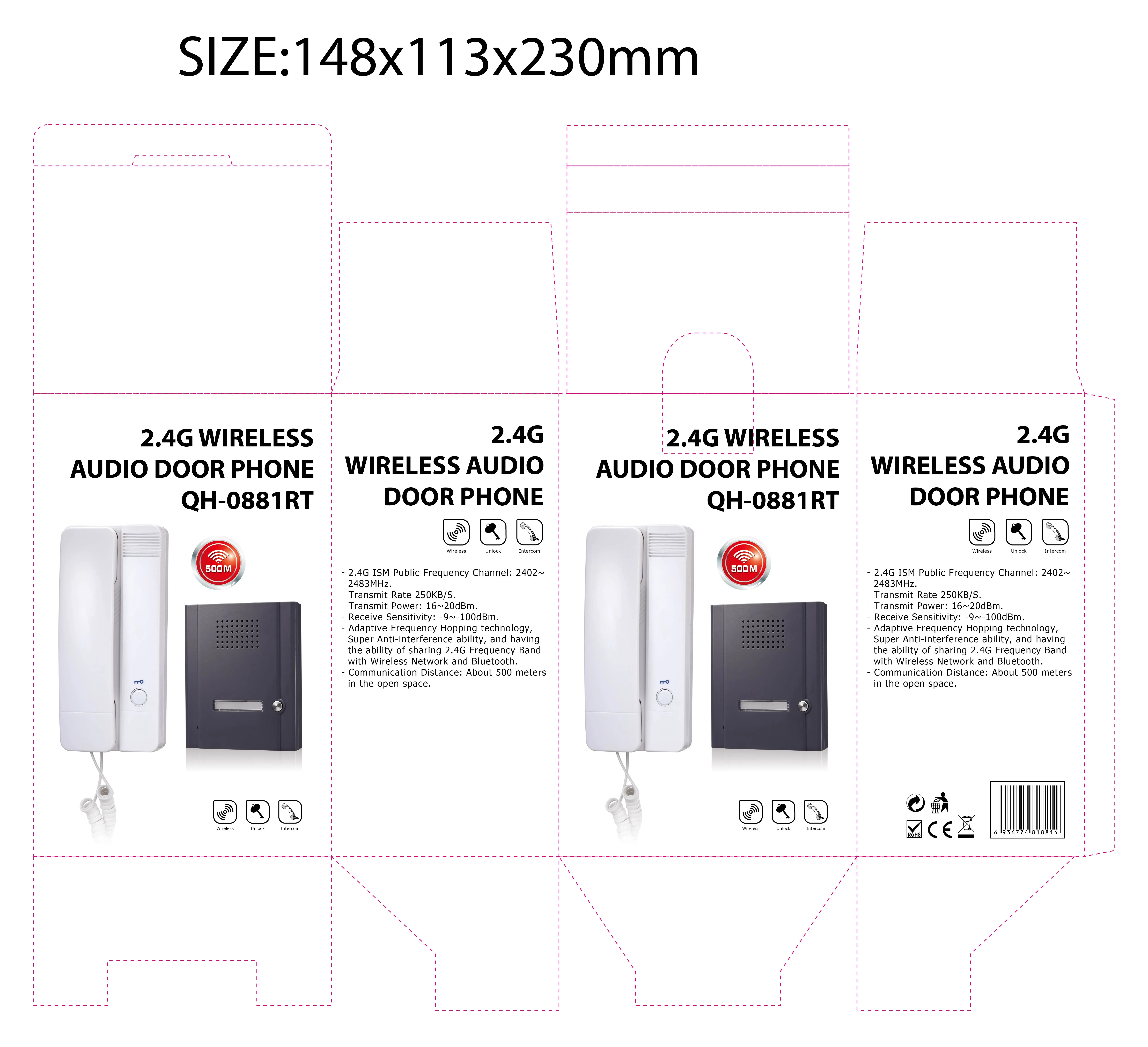 
Wireless Multi Apartment Long Range Quhwa Video Intercom Doorbell 
