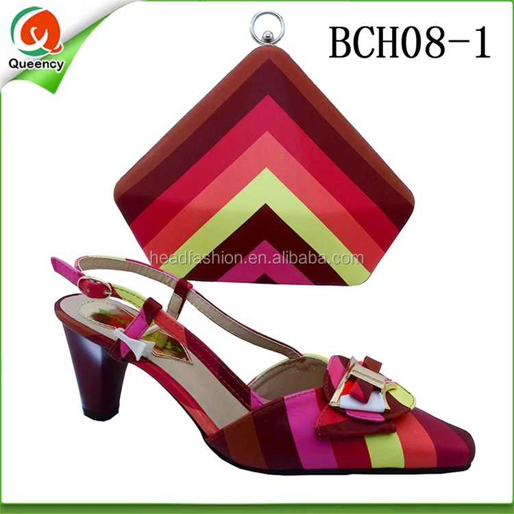 B8025 Queency Italian Design African Ladies Evening Shoes and Bags Set with Stones for Women Wholesale