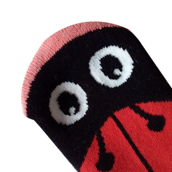 Funky Non Slip Baby Girl Slipper Socks with Lovely Ladybugs