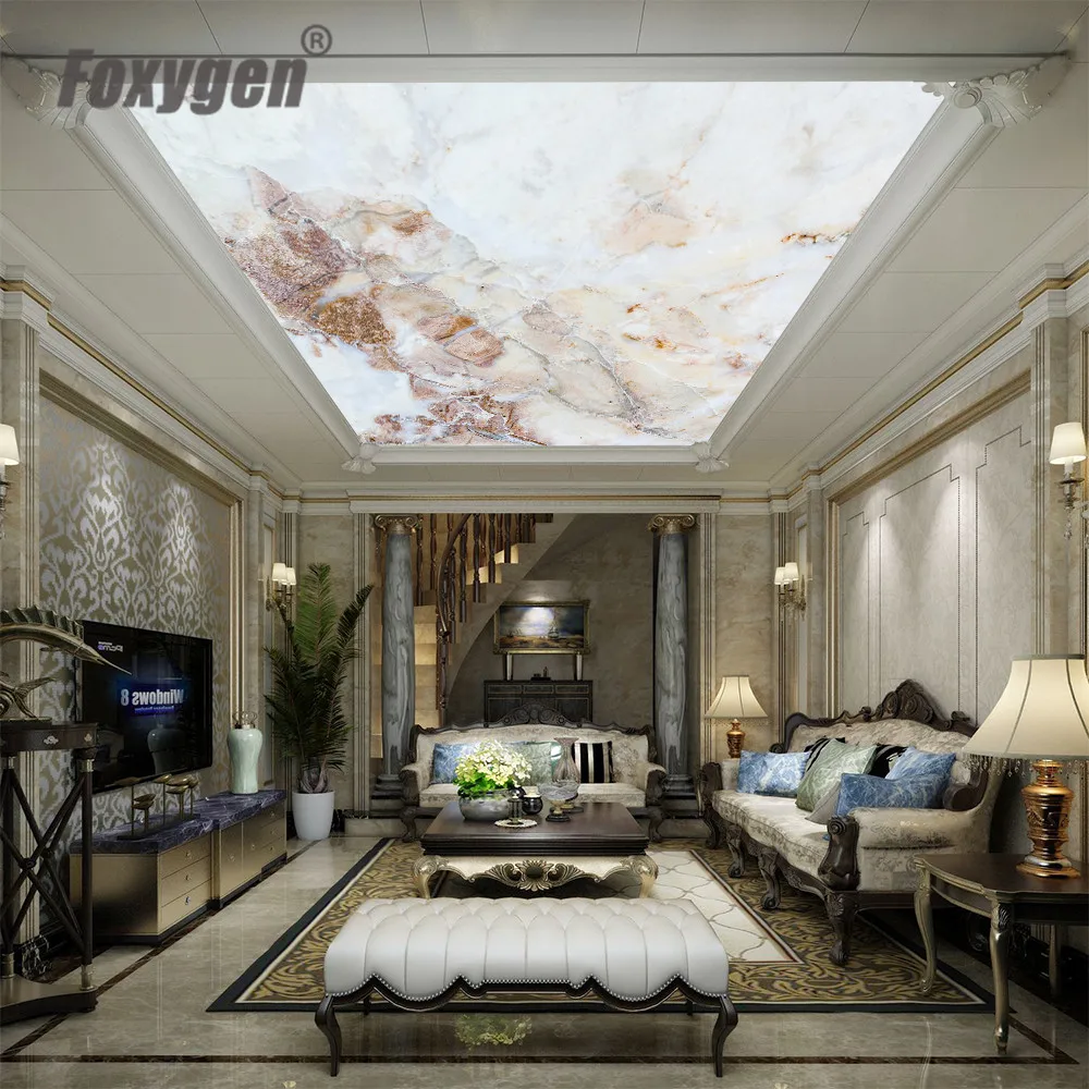 Artificial marble patterns new pvc ceiling panel with 15-year warranty stretch ceiling designs for office