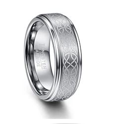 ring Laser Celtic Knot men band Brushed  finish Tungsten Carbide jewelry for men ring
