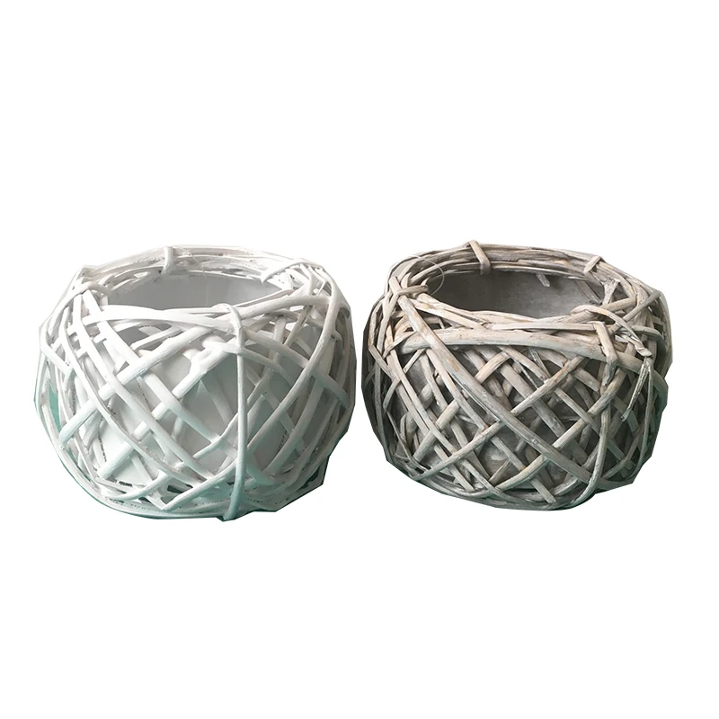 Hot-sell Craft Weave Willow Basket For Planting Flower Pots Plastic Lining