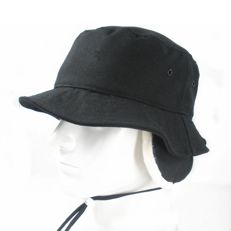 Custom Ear Cover flaps flat brim Bucket Cap and hat In Winter