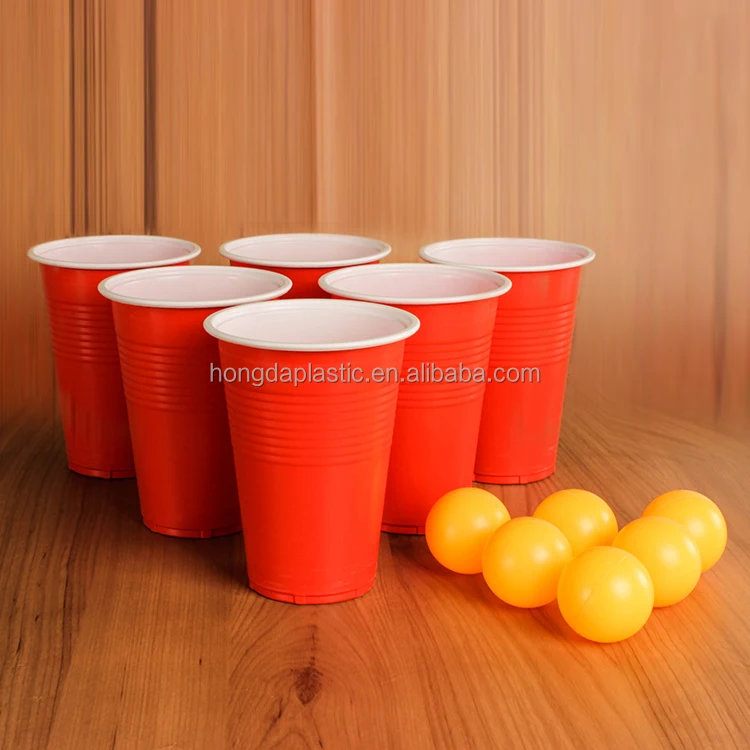 Disposable Plastic Red Party Cup with Pingpong Balls Set