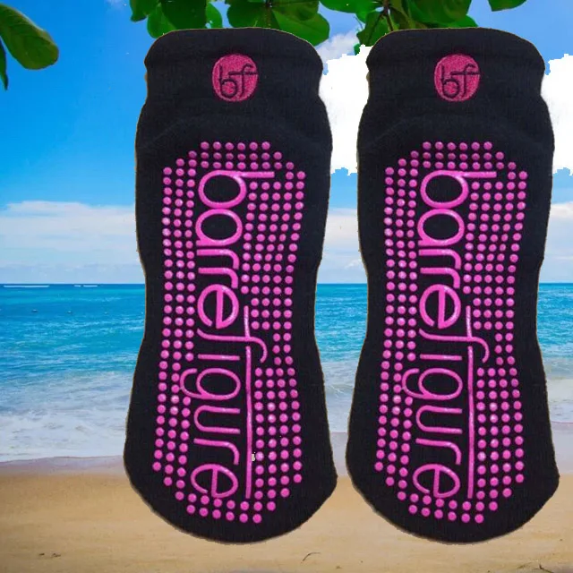 Custom non skid socks wholesale yoga sock with embroidery logo--Purple