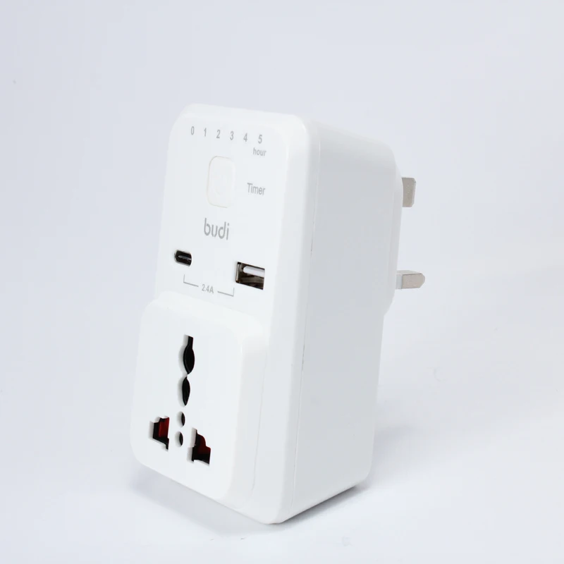 budi timer UK Plug 5v2.4a12w 1 Port USB Power Adapter Wall Home Travel Charger for mobile phones from budi have stock oem odm