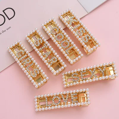 ZM1-8 Trade assurance INS same style Cute openwork Pearl hairpin adult side card elegant top clip word clip bangs wholesale