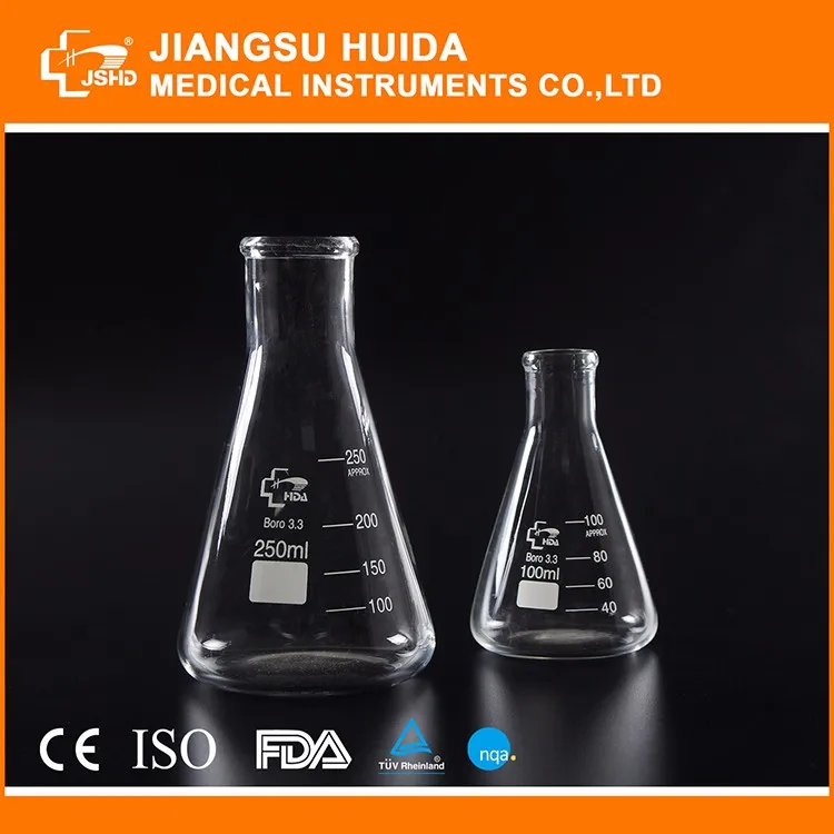 Использования в лаборатории боросиликатное 3.3 колбы эрленмейера