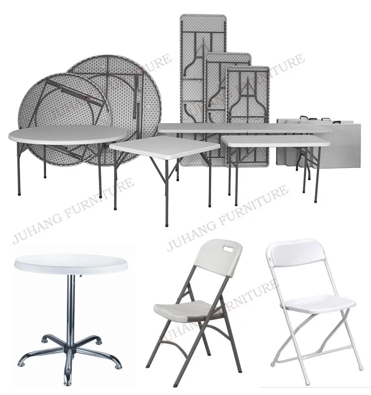 6FT HDPE White Plastic Round Folding Table For Rent